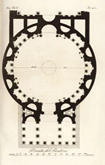 Plan of the ancient Roman temple, the Pantheon, Rome Plan of the ancient Roman temple, the Pantheon, Rome