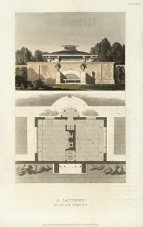 Plan for a classical laundry for a stately home, Regency Era Plan for a classical laundry for a stately home, Regency Era