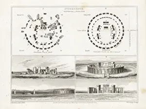 Copperplate Engraving Art Prints: Plan and elevation of Stonehenge, Wiltshire