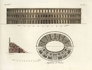 Plan and elevation of the Verona Arena, built in AD30 Plan and elevation of the Verona Arena, built in AD30