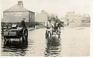 Plank Lane in Flood, Leigh, Lancashire Print 1912