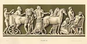 Plaque showing King Priam of Troy begging Plaque showing King Priam of Troy begging