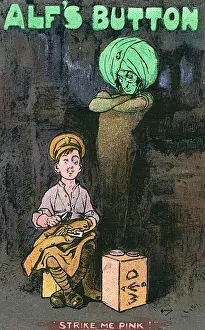 John Hassall Prints: Playbill postcard for Alfs Button