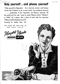 Players cigarette advert featuring female office worker Players cigarette advert featuring female office worker