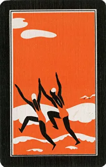 Playing Card Back - Bathers - Orange and White - Art Deco Playing Card Back - Bathers - Orange and White - Art Deco