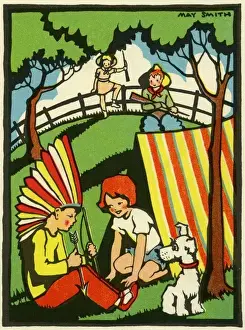 Childhood Nostalgia Pictures Prints: Playing at Indians by May Smith