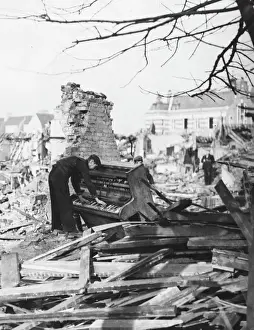 The London Blitz Prints: London Piano Amid Blitz Destruction Print
