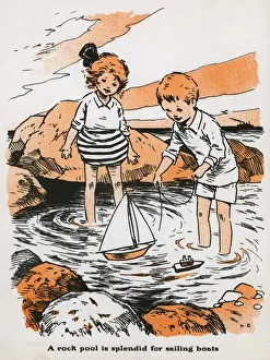 Rock Pool Scene Print, c.1920
