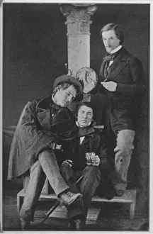 Prints of EDGAR ALLAN POE American writer (on the right) with friends from the University of Virginia, Miles George and Thomas Goode Tucker, probably taken about 1840 Edgar Allan Poe Prints: Print of Edgar Allan Poe with University Friends, circa 1840