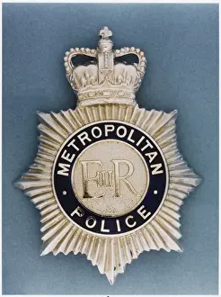 Prints of Metropolitan Police badge with EIIR for Queen Elizabeth II Police Prints: Metropolitan Police Badge Print with EIIR Monogram