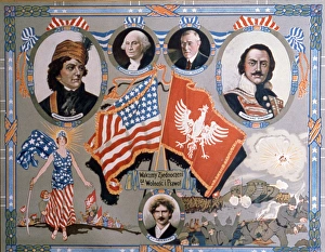 Polish-American poster, united in the fight, WW1 Polish-American poster, united in the fight, WW1