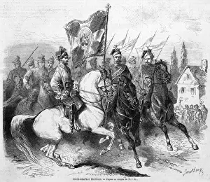 Prints of After a provisional government has been announced by the insurgents, the national flag is introduced and carried into battle Related Image Prints: Polish Flag After Provisional Government Announcement Print