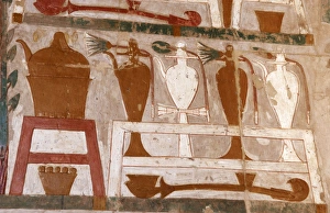 Polychrome limestone reliefs depicting essences and perfumes Polychrome limestone reliefs depicting essences and perfumes