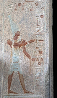 Polychrome relief depicting a pharaoh. Temple of Hatshepsut Polychrome relief depicting a pharaoh. Temple of Hatshepsut