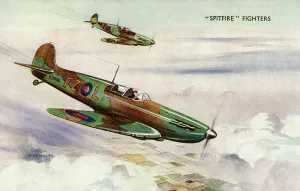 Spitfire Prints: A pair of RAF Supermarine Spitfire Fighters Print circa 1941