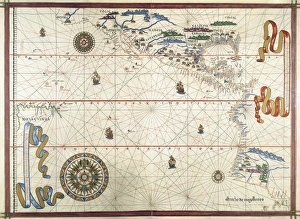 Portolan chart, 1591. Map of the Pacific Ocean Portolan chart, 1591. Map of the Pacific Ocean