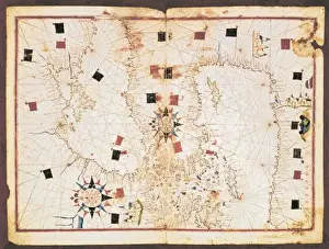 16th c. Eastern Mediterranean Portolan Chart Print