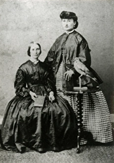 Portrait group of two ladies and bird Portrait group of two ladies and bird