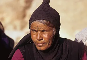 Portrait of mature Bedhouin Syrian woman with facial tattoos Portrait of mature Bedhouin Syrian woman with facial tattoos