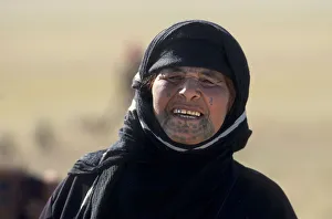 Portrait of middle aged Syrian Bedouin woman with tattoos Portrait of middle aged Syrian Bedouin woman with tattoos