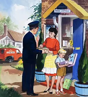 Teddy Bear Illustration Prints: The Post Man