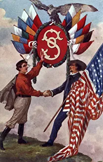 Postcard celebrating Czech - USA relations post-WW1 Postcard celebrating Czech - USA relations post-WW1