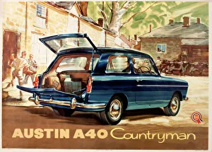 Poster advertising Austin A40 Countryman car Poster advertising Austin A40 Countryman car