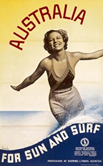 Poster advertising Australia for sun and surf Poster advertising Australia for sun and surf