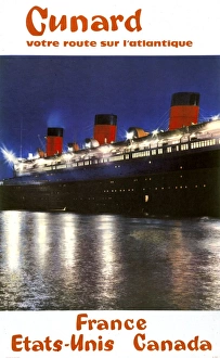 Poster advertising Cunard cruises to USA and Canada Poster advertising Cunard cruises to USA and Canada