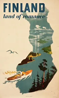 Finland Print: Land of Romance Steamship Poster