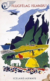 Vintage Iceland Airways Print - Flugfelag Islands Poster