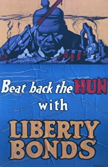 Poster, Beat Back the Hun with Liberty Bonds, WW1 Poster, Beat Back the Hun with Liberty Bonds, WW1