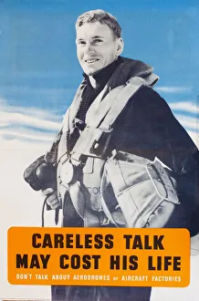 Poster, Careless Talk May Cost His Life, WW2 Poster, Careless Talk May Cost His Life, WW2