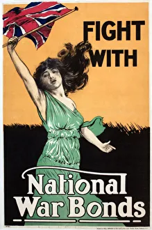 Poster, Fight with National War Bonds, WW1 Poster, Fight with National War Bonds, WW1