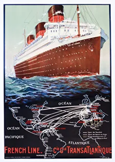 Poster, French Line, transatlantic cruise liner Poster, French Line, transatlantic cruise liner