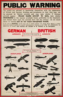 Poster, Public Warning, identifying aircraft, WW1 Poster, Public Warning, identifying aircraft, WW1