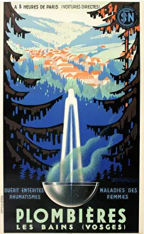 Poster, SNCF to Plombieres Les Bains, Vosges, France Poster, SNCF to Plombieres Les Bains, Vosges, France