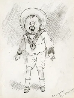 Preparatory sketch by Tom Browne - Pain - screaming boy Preparatory sketch by Tom Browne - Pain - screaming boy