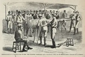 Vintage Sports Memorabilia Collection Prints: Presentation of a champion bat to the Red Stocking base-ball