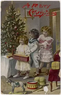 Traditional Christmas Tree Prints: Three with Presents
