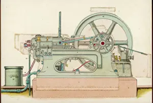 Early 20th Century Engineering Prints: Priestmanns Gas Engine