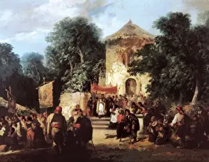 Oil On Canvas Import Art Prints: Procession in a church