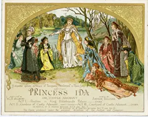 Prints of Programme design, Gilbert and Sullivan, Princess Ida, Savoy Theatre, London. A respectful operatic perversion of Tennysons Princess in Three Acts. circa 1880s Theatre Prints: Gilbert & Sullivan, Princess Ida Programme Print circa 1880s