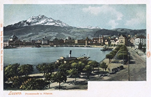 Promenade and Pilatus Mountain, Lucerne, Switzerland Promenade and Pilatus Mountain, Lucerne, Switzerland