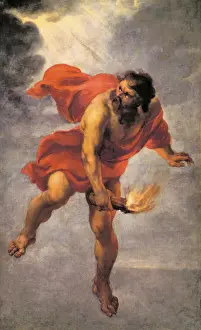 Prints of Prometheus carrying fire. Jan Cossiers (1600-1671). Oil On Canvas Jan Cossiers Prints: Prometheus Carrying Fire Print - Jan Cossiers, Oil on Canvas