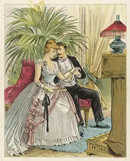 Print of a Romantic Proposal Scene