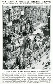 Proposed site of Shakespeare Memorial Theatre in London 1924 Proposed site of Shakespeare Memorial Theatre in London 1924