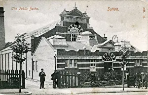 Print of The Public Baths, Sutton, Surrey