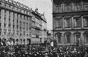 Public gathering in street during Revolution, Russia Public gathering in street during Revolution, Russia