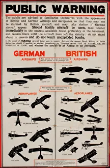 Public warning, German and British aircraft, WW1 Public warning, German and British aircraft, WW1
